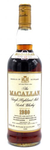1980 Macallan Single Malt Scotch Whisky 18 Year Old 750ml